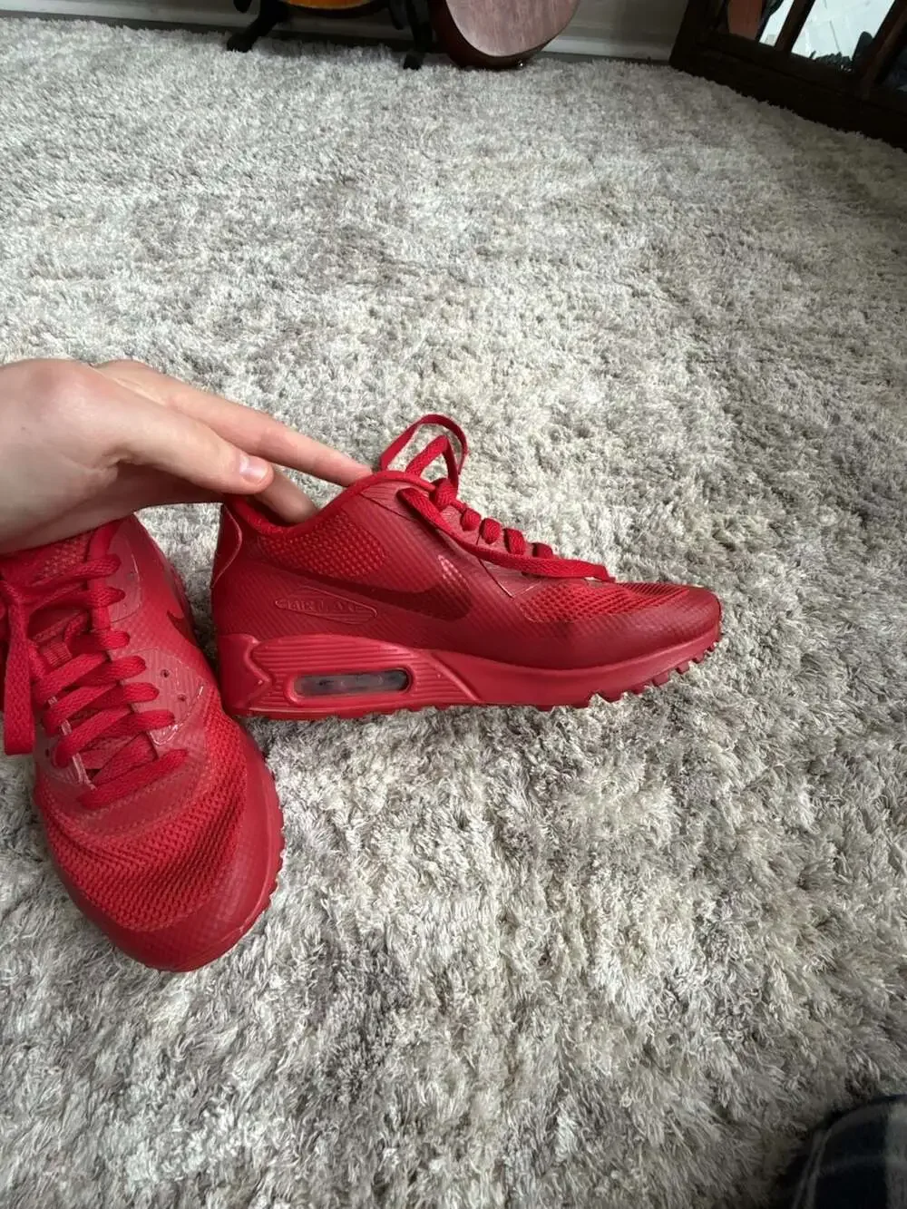 Nike Air Max 90 Hyperfuse PRM QS Red October ID Sneakers 653606-992 Size 7.5